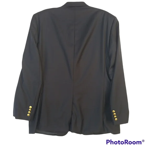 Ralph Lauren Wool Sport Coat Blazer 44R Navy Embossed Gold Buttons Like … - Picture 16 of 16